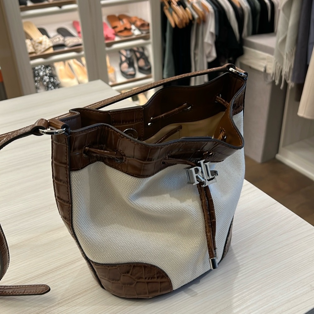 Ralph Lauren Canvas Medium Andie Drawstring Bag